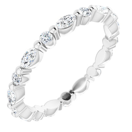 Platinum Marquise Natural Diamond Multi-Shape Shared-Prong Eternity Band – 3.5x1.75 mm Stones