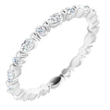 Platinum Marquise Natural Diamond Multi-Shape Shared-Prong Eternity Band – 3.5x1.75 mm Stones