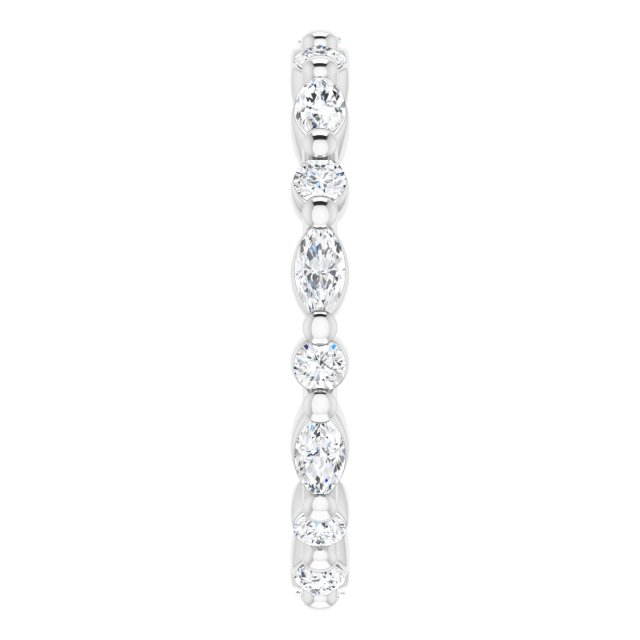 Platinum Marquise Natural Diamond Multi-Shape Shared-Prong Eternity Band – 3.5x1.75 mm Stones - view 4
