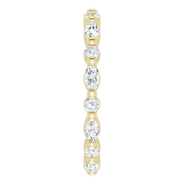 14K Gold Marquise Natural Diamond Multi-Shape Shared-Prong Eternity Band – 3.5x1.75 mm Stones - Yellow Gold - view 4