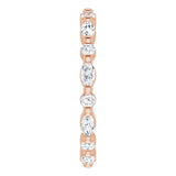 14K Gold Marquise Natural Diamond Multi-Shape Shared-Prong Eternity Band – 3.5x1.75 mm Stones - Rose Gold - view 4