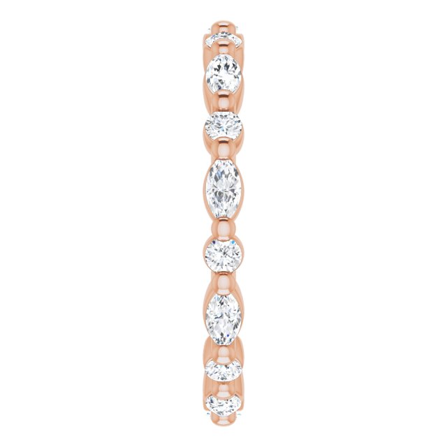 14K Gold Marquise Natural Diamond Multi-Shape Shared-Prong Eternity Band – 3.5x1.75 mm Stones - Rose Gold - view 4