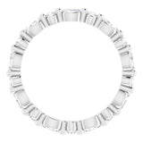 14K Gold Marquise Natural Diamond Multi-Shape Shared-Prong Eternity Band – 3.5x1.75 mm Stones - White Gold - view 2