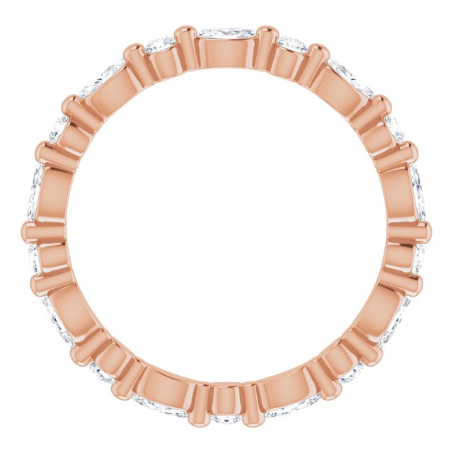 14K Gold Marquise Natural Diamond Multi-Shape Shared-Prong Eternity Band – 3.5x1.75 mm Stones - Rose Gold - view 2