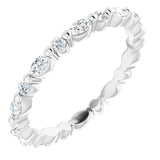 14K Gold Marquise Natural Diamond Multi-Shape Shared-Prong Eternity Band – 3.5x1.75 mm Stones - White Gold
