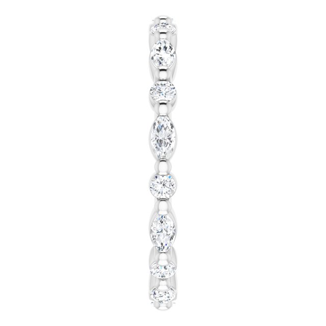 Platinum Marquise Natural Diamond Multi-Shape Shared-Prong Eternity Band – 3.5x1.75 mm Stones - view 4