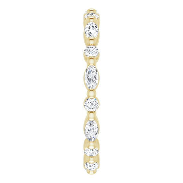 14K Gold Marquise Natural Diamond Multi-Shape Shared-Prong Eternity Band – 3.5x1.75 mm Stones - Yellow Gold - view 4