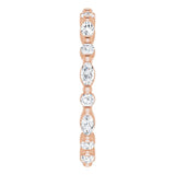 14K Gold Marquise Natural Diamond Multi-Shape Shared-Prong Eternity Band – 3.5x1.75 mm Stones - Rose Gold - view 4