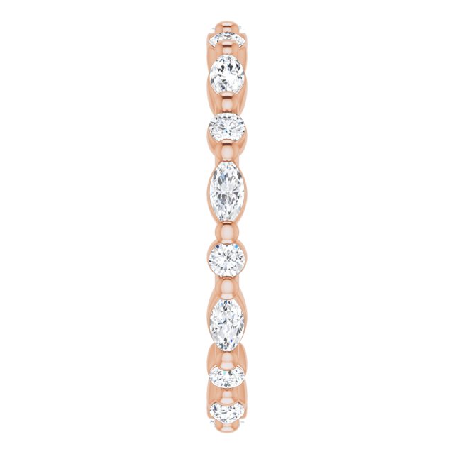 14K Gold Marquise Natural Diamond Multi-Shape Shared-Prong Eternity Band – 3.5x1.75 mm Stones - Rose Gold - view 4