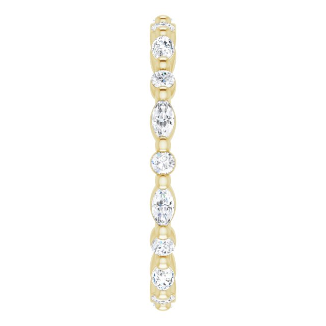 14K Gold Marquise Lab-Grown Diamond Multi-Shape Shared-Prong Eternity Band – 3.5x1.75 mm Stones - Yellow Gold - view 4