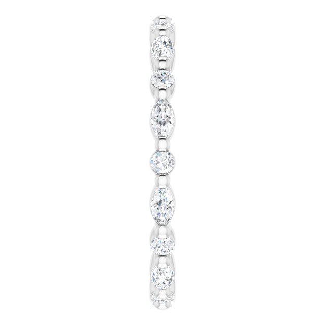 14K Gold Marquise Natural Diamond Multi-Shape Shared-Prong Eternity Band – 3.5x1.75 mm Stones - White Gold - view 4