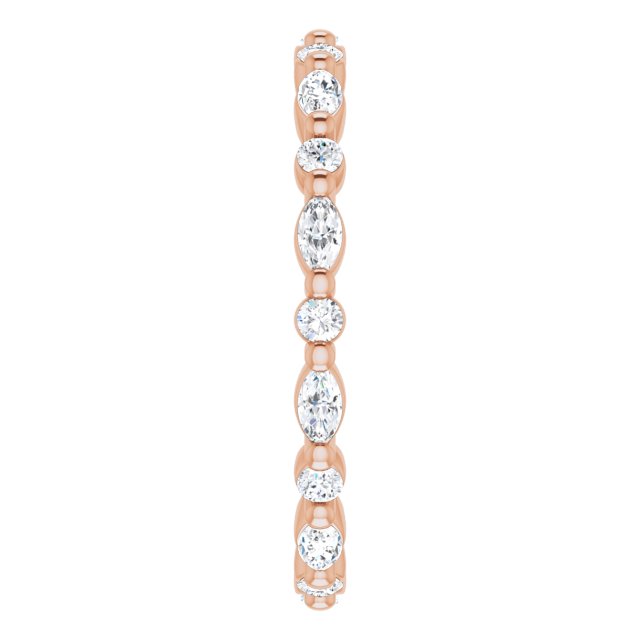 14K Gold Marquise Natural Diamond Multi-Shape Shared-Prong Eternity Band – 3.5x1.75 mm Stones - Rose Gold - view 4
