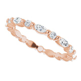 14K Gold Marquise Natural Diamond Multi-Shape Shared-Prong Eternity Band – 3.5x1.75 mm Stones - Rose Gold - view 5