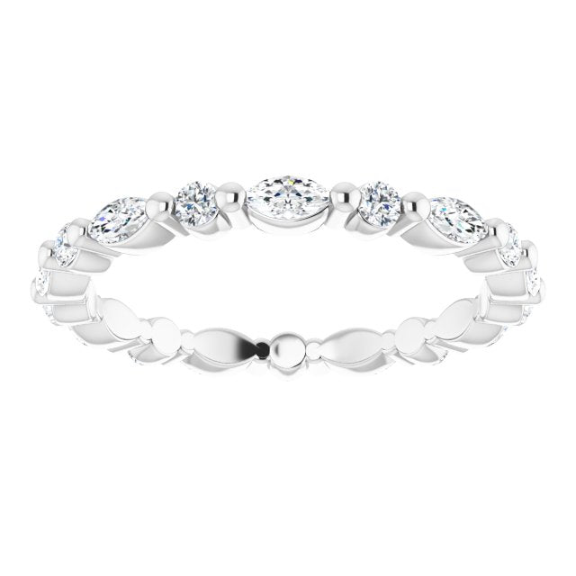Platinum Marquise Natural Diamond Multi-Shape Shared-Prong Eternity Band – 3.5x1.75 mm Stones - view 3