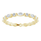 14K Gold Marquise Natural Diamond Multi-Shape Shared-Prong Eternity Band – 3.5x1.75 mm Stones - Yellow Gold - view 3