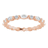 14K Gold Marquise Natural Diamond Multi-Shape Shared-Prong Eternity Band – 3.5x1.75 mm Stones - Rose Gold - view 3