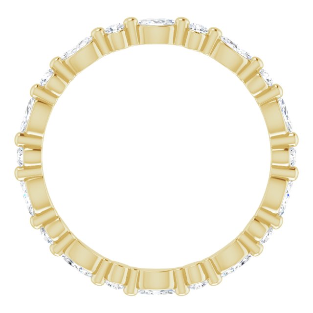 14K Gold Marquise Natural Diamond Multi-Shape Shared-Prong Eternity Band – 3.5x1.75 mm Stones - Yellow Gold - view 2
