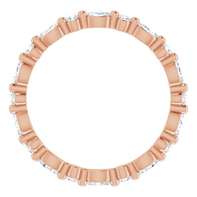 14K Gold Marquise Natural Diamond Multi-Shape Shared-Prong Eternity Band – 3.5x1.75 mm Stones - Rose Gold - view 2