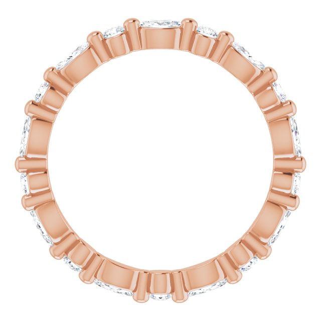 14K Gold Marquise Natural Diamond Multi-Shape Shared-Prong Eternity Band – 3.5x1.75 mm Stones - Rose Gold - view 2