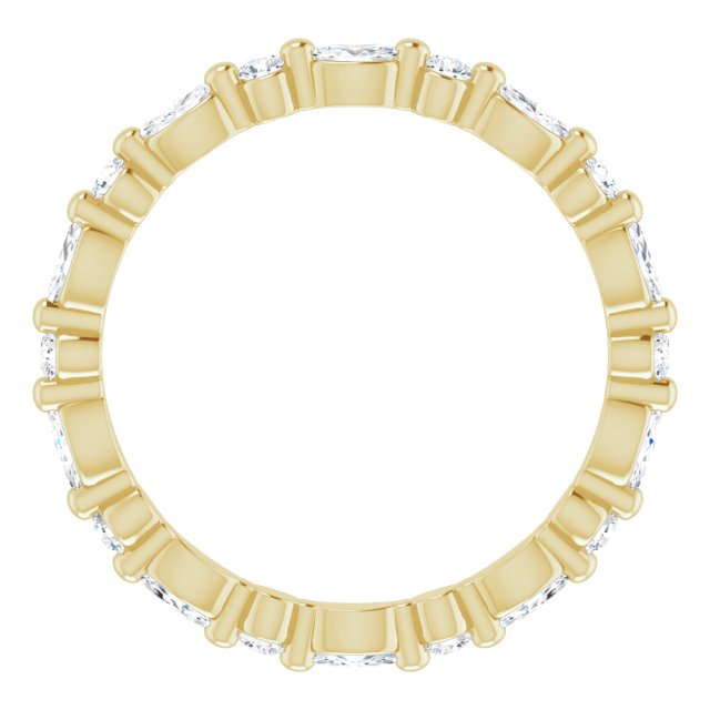 14K Gold Marquise Natural Diamond Multi-Shape Shared-Prong Eternity Band – 3.5x1.75 mm Stones - Yellow Gold - view 2