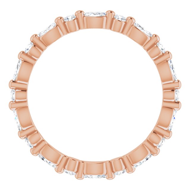14K Gold Marquise Natural Diamond Multi-Shape Shared-Prong Eternity Band – 3.5x1.75 mm Stones - Rose Gold - view 2
