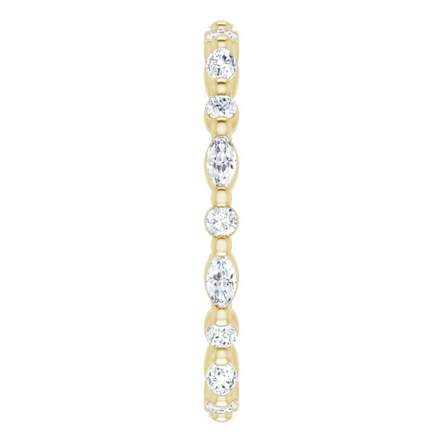 14K Gold Marquise Natural Diamond Multi-Shape Shared-Prong Eternity Band – 3.5x1.75 mm Stones - Yellow Gold - view 4