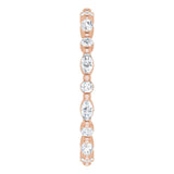 14K Gold Marquise Natural Diamond Multi-Shape Shared-Prong Eternity Band – 3.5x1.75 mm Stones - Rose Gold - view 4
