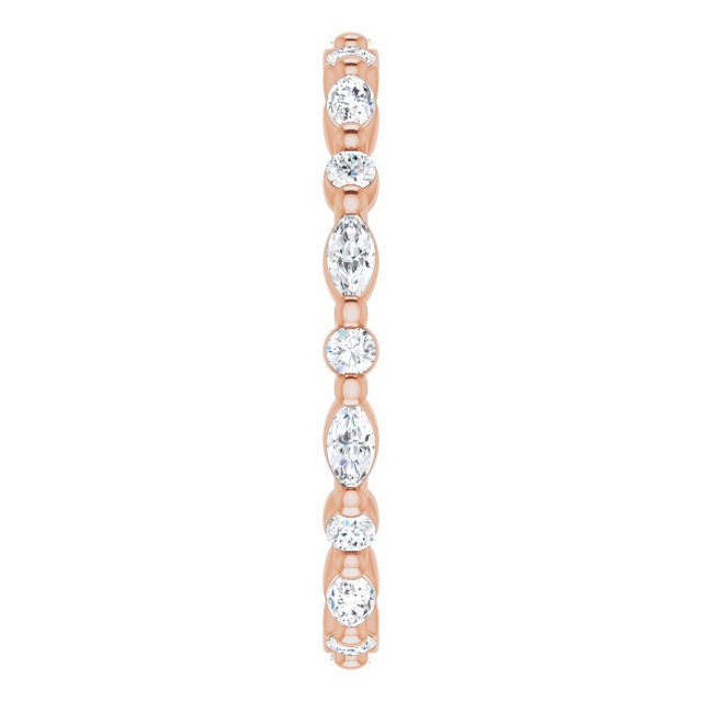 14K Gold Marquise Natural Diamond Multi-Shape Shared-Prong Eternity Band – 3.5x1.75 mm Stones - Rose Gold - view 4