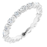 14K Gold Marquise Natural Diamond Multi-Shape Shared-Prong Eternity Band – 3.5x1.75 mm Stones - White Gold