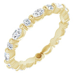 14K Gold Marquise Natural Diamond Multi-Shape Shared-Prong Eternity Band – 3.5x1.75 mm Stones - Yellow Gold