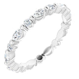 Platinum Marquise Natural Diamond Multi-Shape Shared-Prong Eternity Band – 3.5x1.75 mm Stones