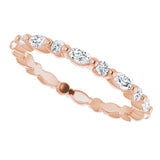 14K Gold Marquise Natural Diamond Multi-Shape Shared-Prong Eternity Band – 3.5x1.75 mm Stones - Rose Gold - view 5