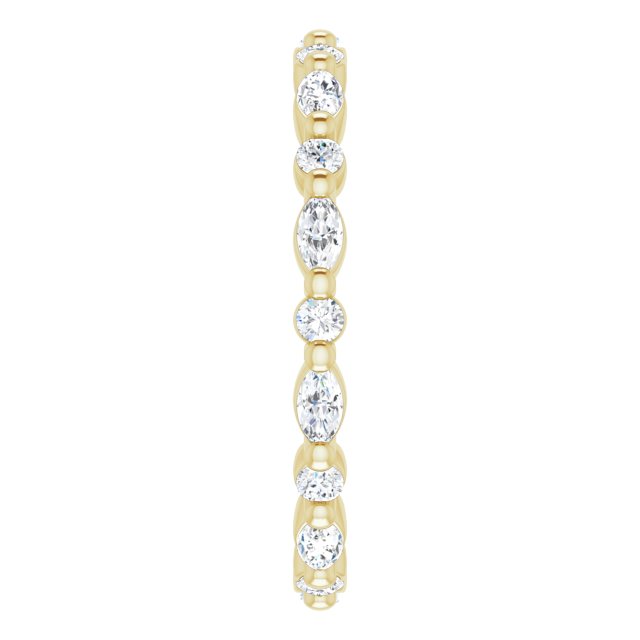 14K Gold Marquise Natural Diamond Multi-Shape Shared-Prong Eternity Band – 3.5x1.75 mm Stones - Yellow Gold - view 4