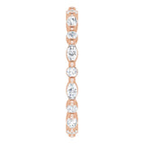 14K Gold Marquise Natural Diamond Multi-Shape Shared-Prong Eternity Band – 3.5x1.75 mm Stones - Rose Gold - view 4