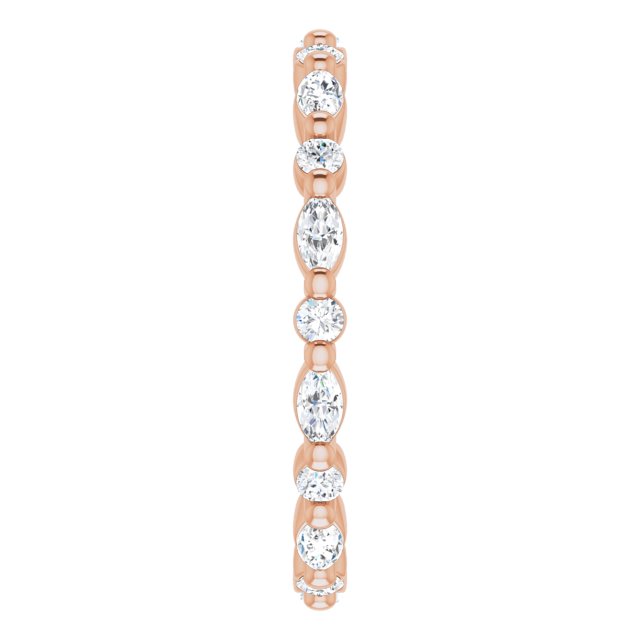 14K Gold Marquise Natural Diamond Multi-Shape Shared-Prong Eternity Band – 3.5x1.75 mm Stones - Rose Gold - view 4