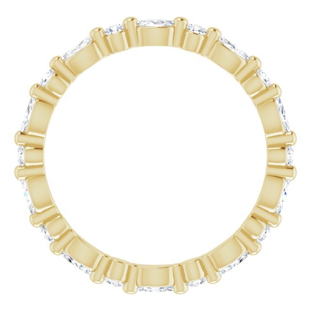 14K Gold Marquise Natural Diamond Multi-Shape Shared-Prong Eternity Band – 3.5x1.75 mm Stones - Yellow Gold - view 2