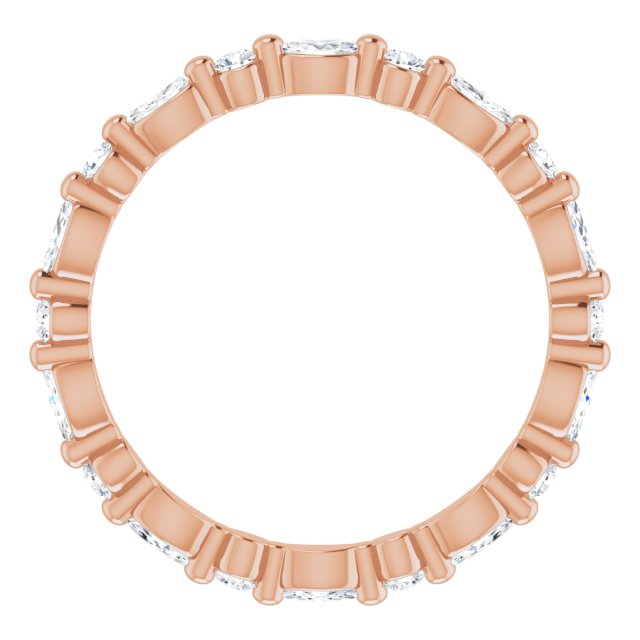 14K Gold Marquise Natural Diamond Multi-Shape Shared-Prong Eternity Band – 3.5x1.75 mm Stones - Rose Gold - view 2