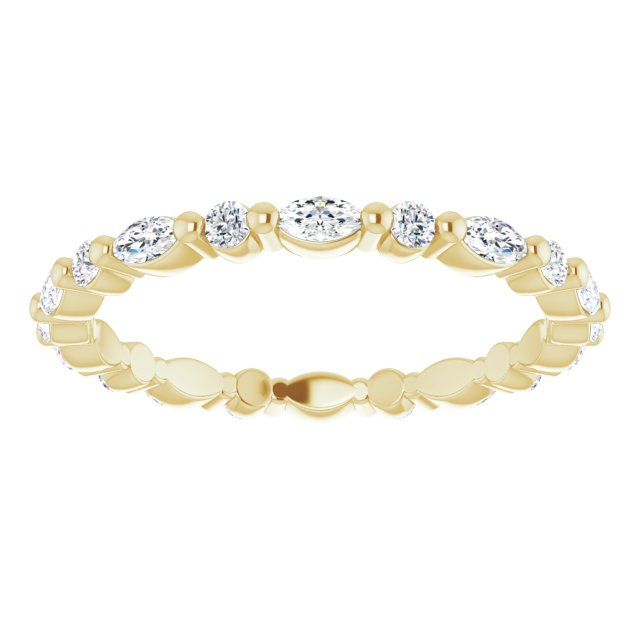 14K Gold Marquise Lab-Grown Diamond Multi-Shape Shared-Prong Eternity Band – 3.5x1.75 mm Stones - Yellow Gold - view 3