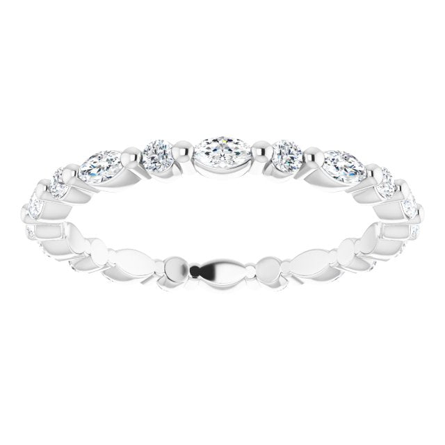 Platinum Marquise Natural Diamond Multi-Shape Shared-Prong Eternity Band – 3.5x1.75 mm Stones - view 3
