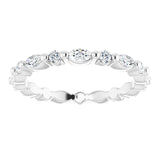 Platinum Marquise Natural Diamond Multi-Shape Shared-Prong Eternity Band – 3.5x1.75 mm Stones - view 3