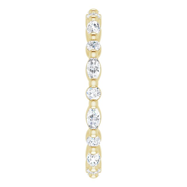 14K Gold Marquise Natural Diamond Multi-Shape Shared-Prong Eternity Band – 3.5x1.75 mm Stones - Yellow Gold - view 4