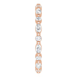 14K Gold Marquise Natural Diamond Multi-Shape Shared-Prong Eternity Band – 3.5x1.75 mm Stones - Rose Gold - view 4