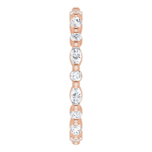 14K Gold Marquise Natural Diamond Multi-Shape Shared-Prong Eternity Band – 3.5x1.75 mm Stones - Rose Gold - view 4