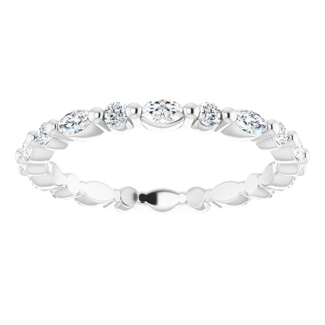 Platinum Marquise Natural Diamond Multi-Shape Shared-Prong Eternity Band – 3.5x1.75 mm Stones - view 3