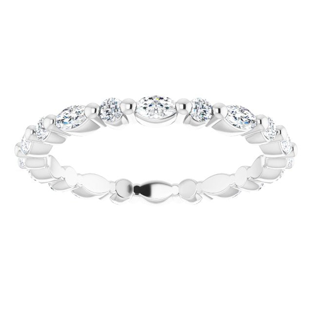 Platinum Marquise Natural Diamond Multi-Shape Shared-Prong Eternity Band – 3.5x1.75 mm Stones - view 3