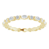 14K Gold Marquise Natural Diamond Multi-Shape Shared-Prong Eternity Band – 3.5x1.75 mm Stones - Yellow Gold - view 3