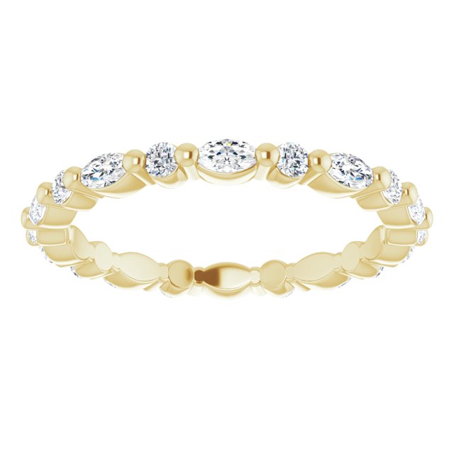 14K Gold Marquise Natural Diamond Multi-Shape Shared-Prong Eternity Band – 3.5x1.75 mm Stones - Yellow Gold - view 3