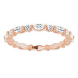 14K Gold Marquise Natural Diamond Multi-Shape Shared-Prong Eternity Band – 3.5x1.75 mm Stones - Rose Gold - view 3