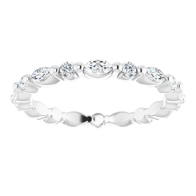 Platinum Marquise Natural Diamond Multi-Shape Shared-Prong Eternity Band – 3.5x1.75 mm Stones - view 3