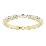 14K Gold Marquise Natural Diamond Multi-Shape Shared-Prong Eternity Band – 3.5x1.75 mm Stones - Yellow Gold - view 3